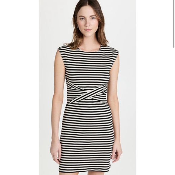 Theory Dresses & Skirts - THEORY Clinton Stripe Sleeveless Twist-Front Dress Pima Cotton Size Small Petite